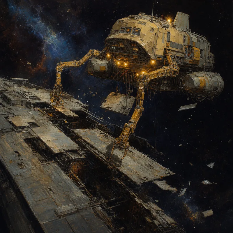 A trader extracting cargo from a wrecked vessel.